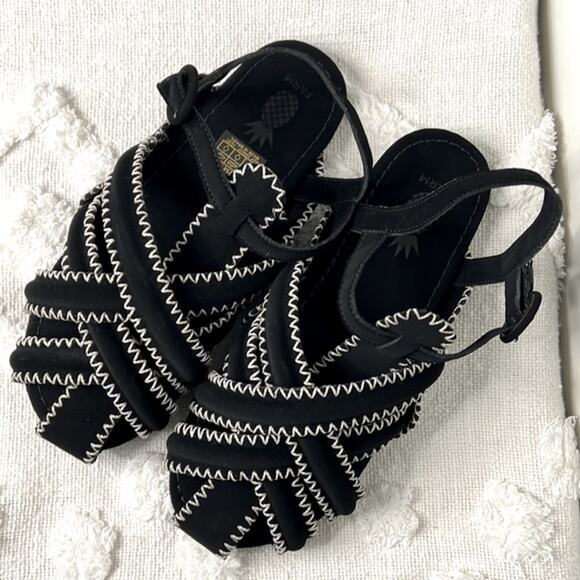 NWT! FARM Rio Black Zigzag Stitch Strappy Sandal Size 9.5 - Picture 2 of 9